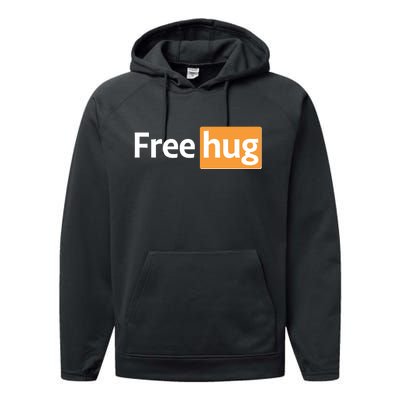 Funny Free Hug Logo Meme Performance Fleece Hoodie