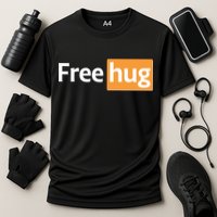 Funny Free Hug Logo Meme Cooling Performance Crew T-Shirt