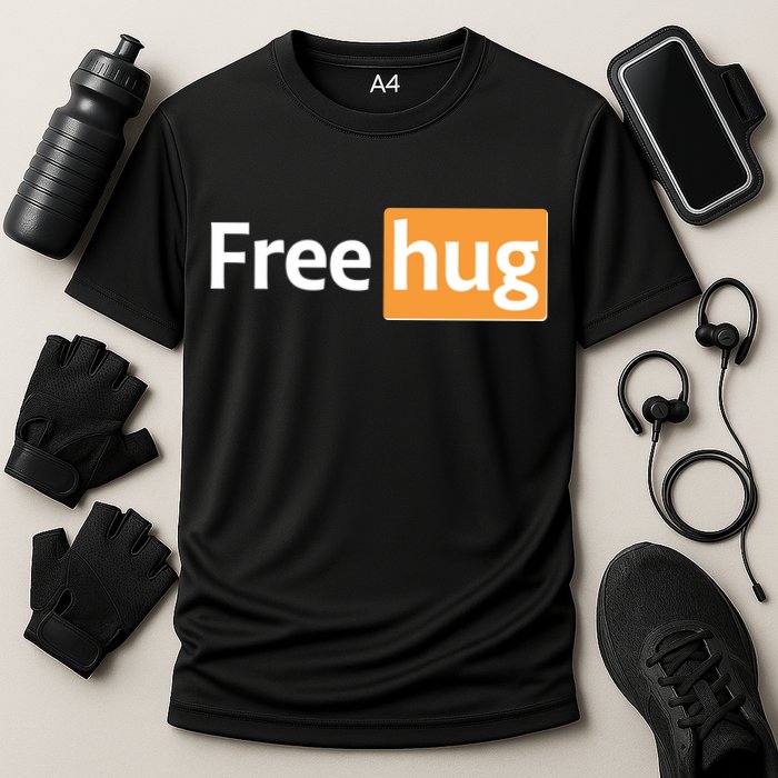 Funny Free Hug Logo Meme Cooling Performance Crew T-Shirt