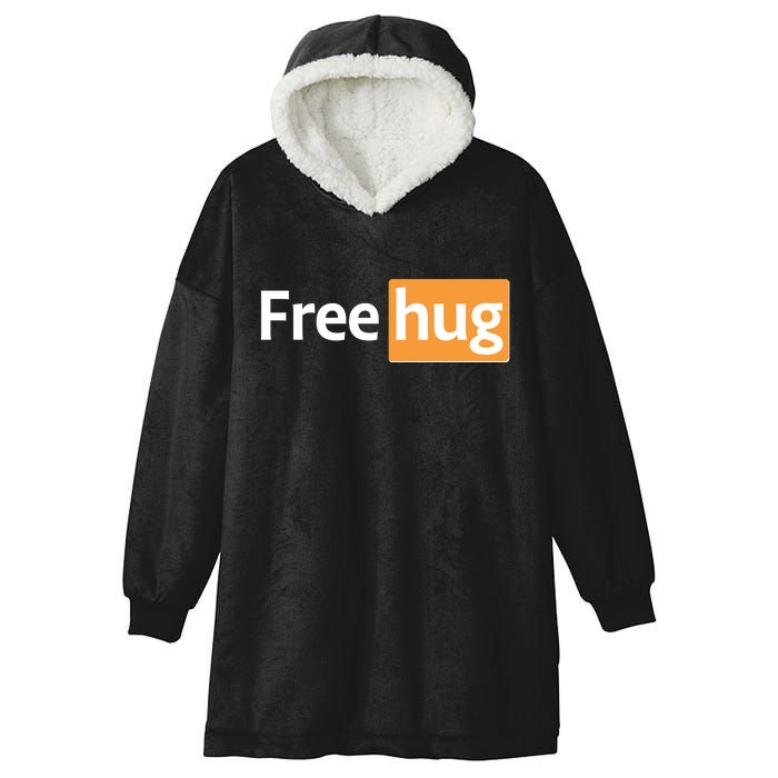 Funny Free Hug Logo Meme Hooded Wearable Blanket