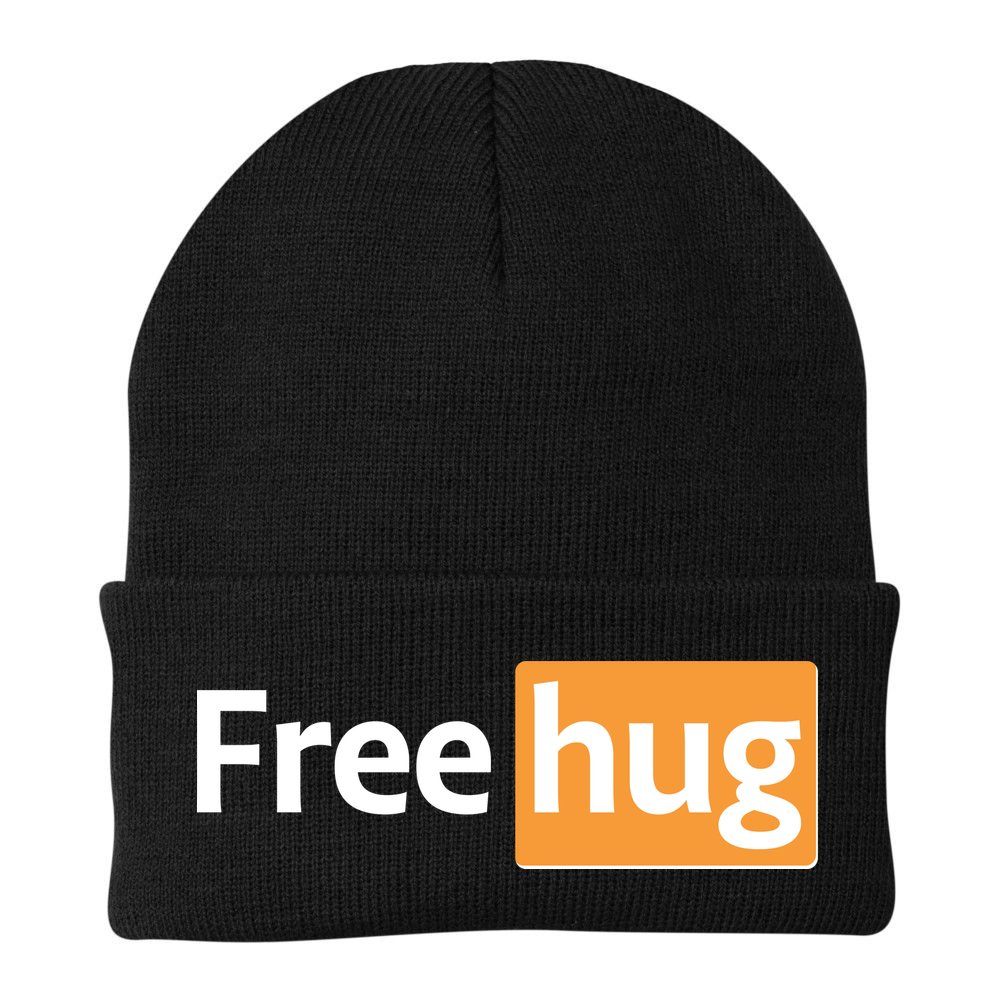 Funny Free Hug Logo Meme Beanie