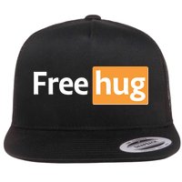 Funny Free Hug Logo Meme Flat Bill Trucker Hat