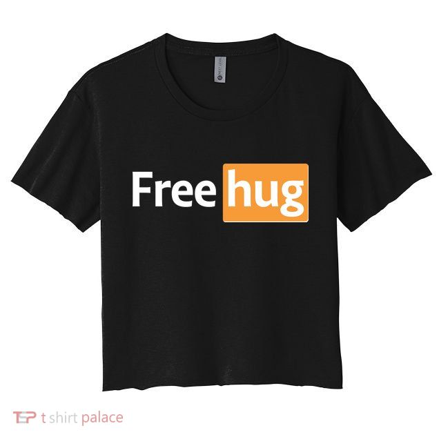 Funny Free Hug Logo Meme Crop Top