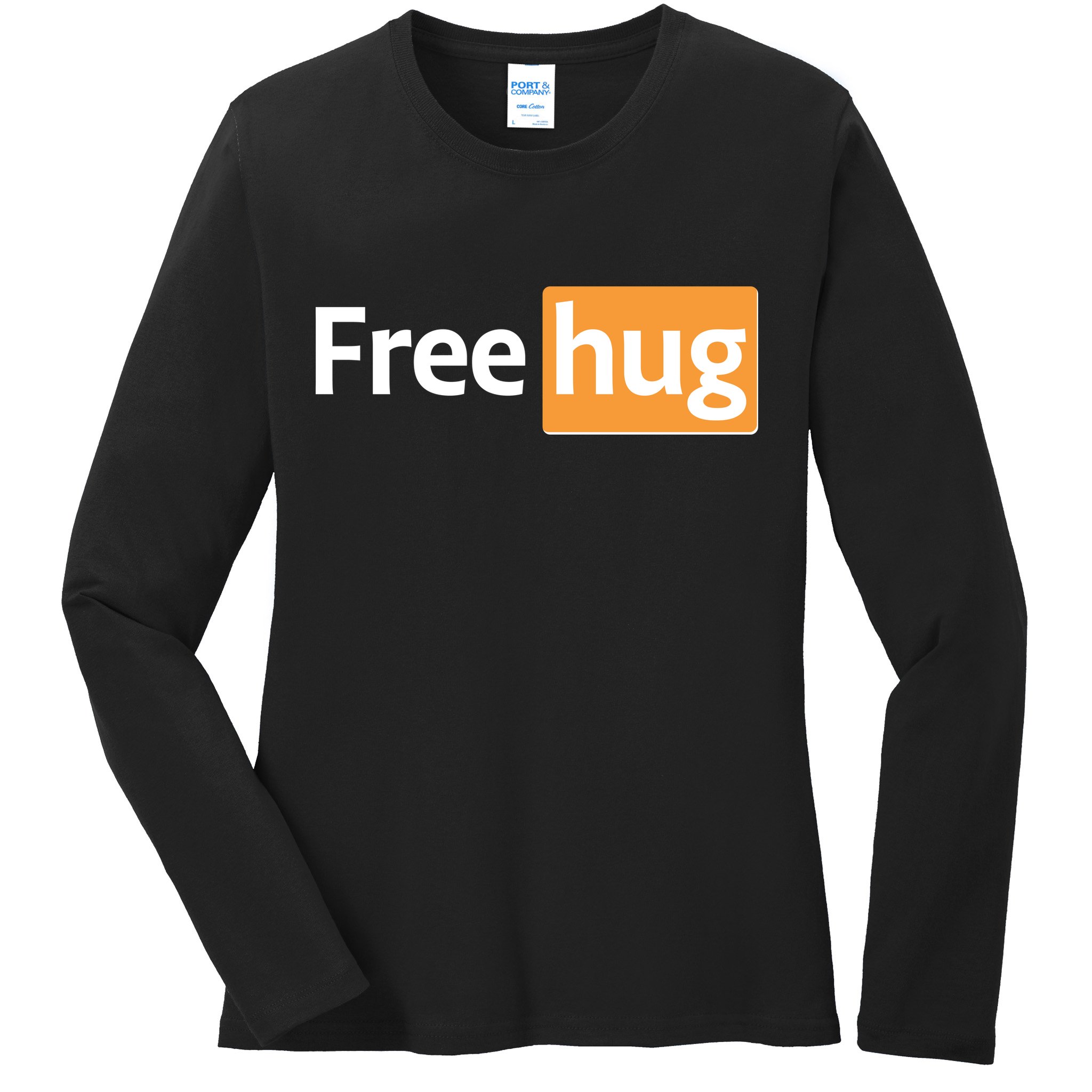 Funny Free Hug Logo Meme Ladies Long Sleeve Shirt