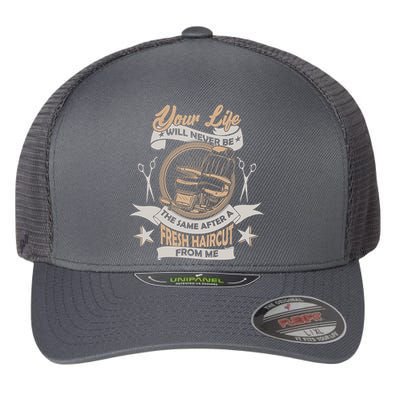 Funny Fresh Haircut Hair Stylist Flexfit Unipanel Trucker Cap