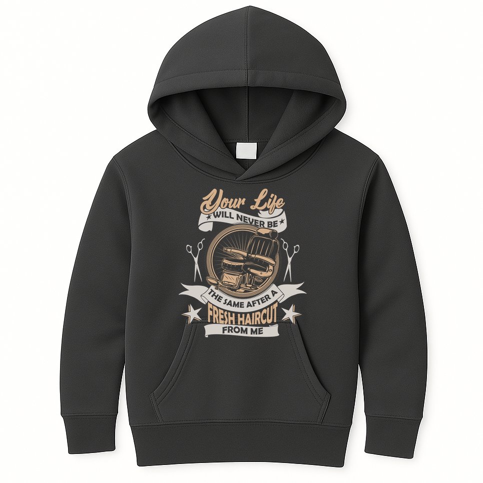 Funny Fresh Haircut Hair Stylist Kids Hoodie