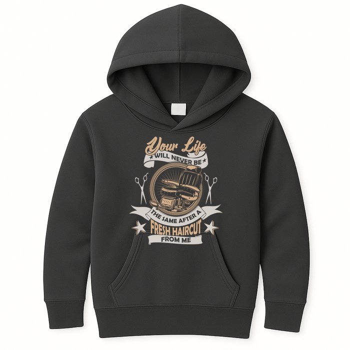 Funny Fresh Haircut Hair Stylist Kids Hoodie