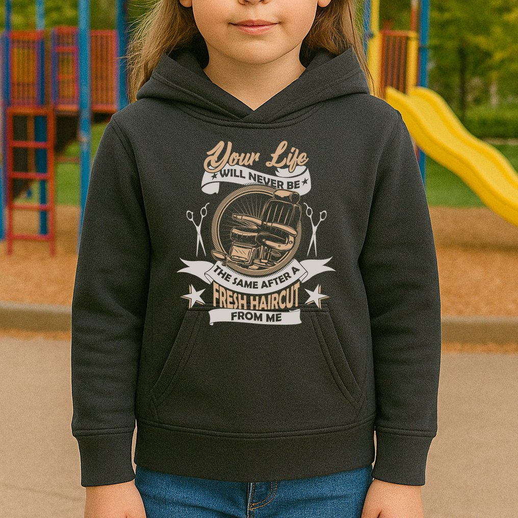 Funny Fresh Haircut Hair Stylist Kids Hoodie