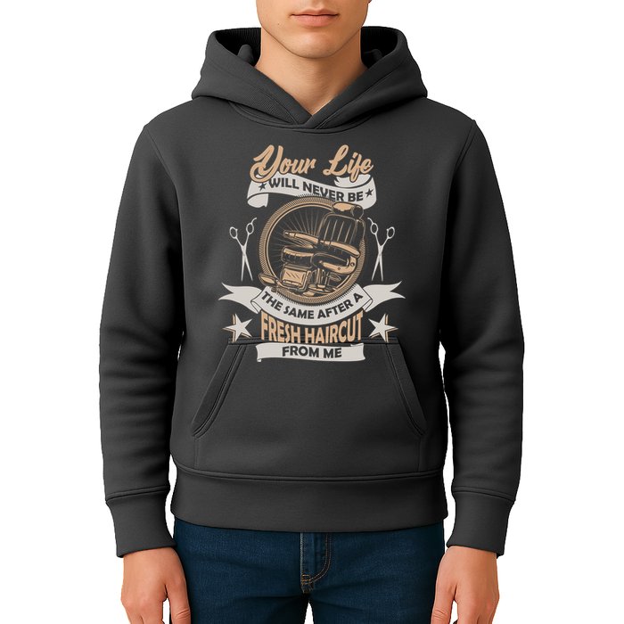 Funny Fresh Haircut Hair Stylist Kids Hoodie