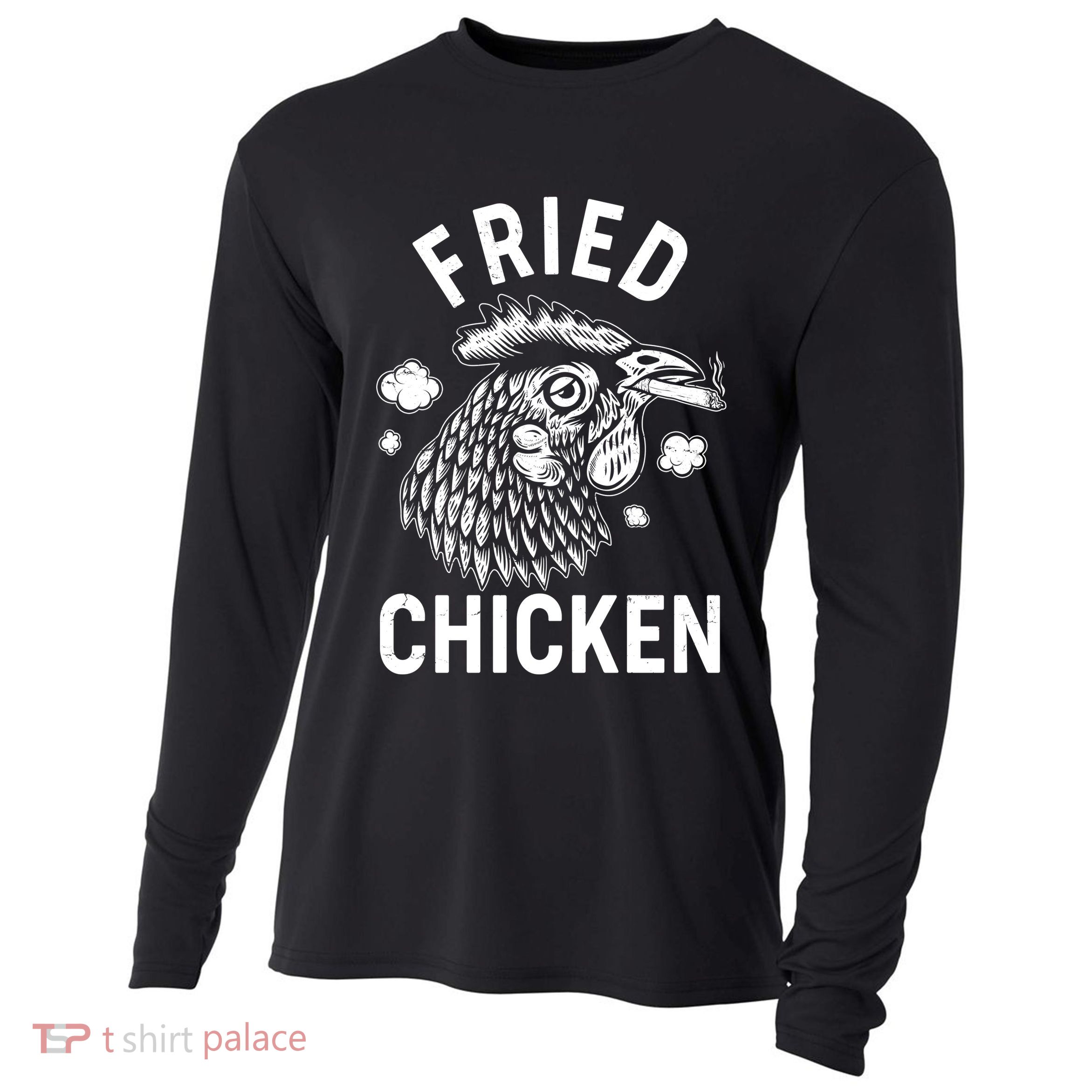 Funny Fried Chicken Smoking Joint Cooling Performance Long Sleeve Crew