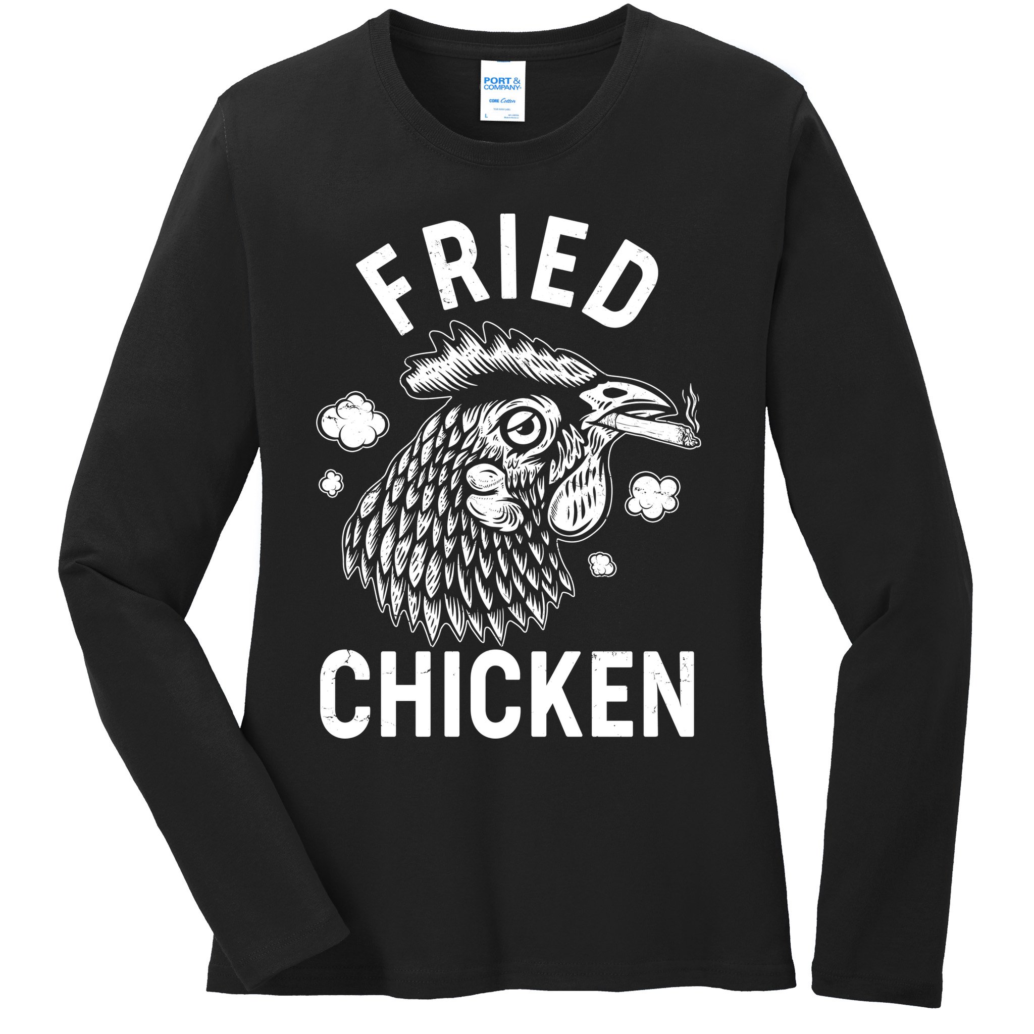 Funny Fried Chicken Smoking Joint Ladies Long Sleeve Shirt