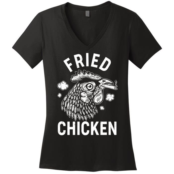 Funny Fried Chicken Smoking Joint Women's V-Neck T-Shirt