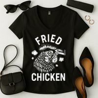 Funny Fried Chicken Smoking Joint Women's V-Neck T-Shirt