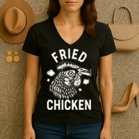 Funny Fried Chicken Smoking Joint Women's V-Neck T-Shirt