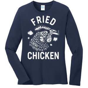 Funny Fried Chicken Smoking Joint Ladies Long Sleeve Shirt