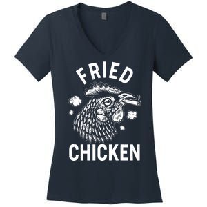 Funny Fried Chicken Smoking Joint Women's V-Neck T-Shirt