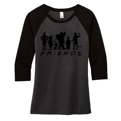 Funny Friends Famous Christmas Movies Women's Tri-Blend 3/4-Sleeve Raglan Shirt