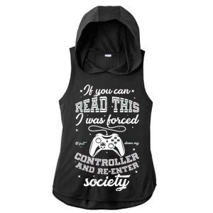 Funny Gamer Re-Enter Society  Ladies PosiCharge Tri-Blend Wicking Draft Hoodie Tank