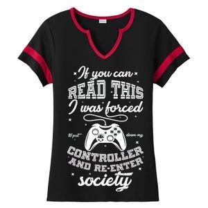 Funny Gamer Re-Enter Society  Ladies Halftime Notch Neck Tee