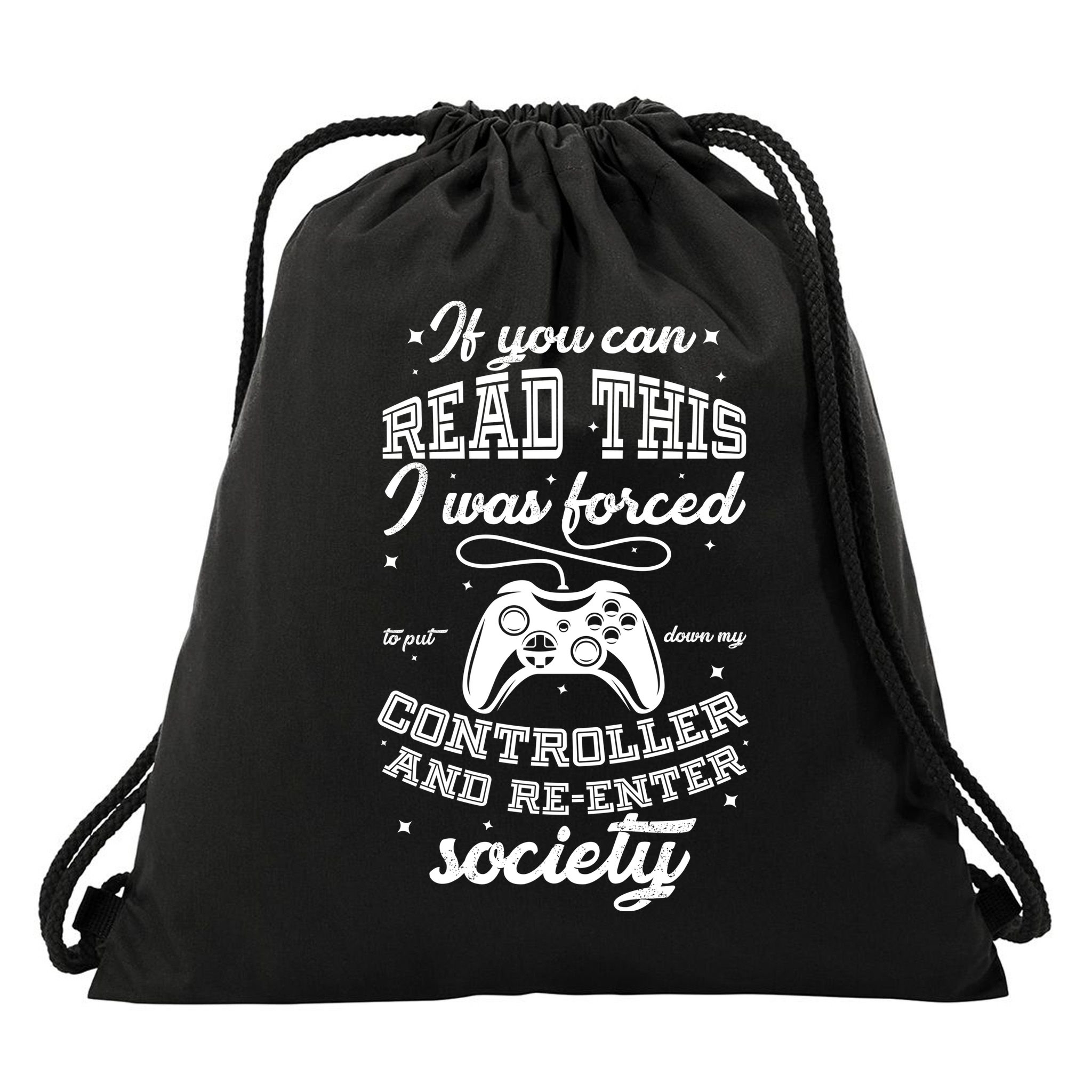 Funny Gamer Re-Enter Society  Drawstring Bag