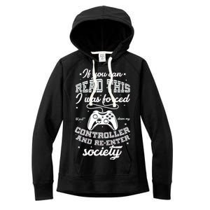 Funny Gamer Re-Enter Society  Women's Fleece Hoodie