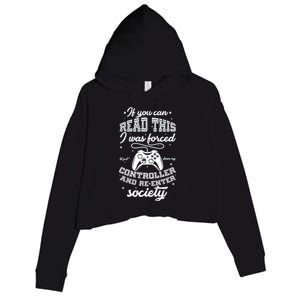 Funny Gamer Re-Enter Society  Crop Fleece Hoodie