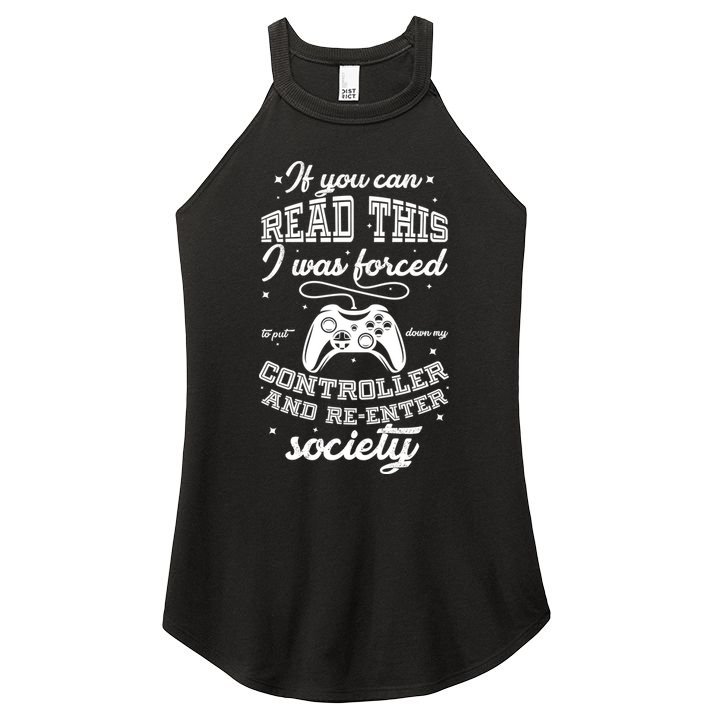 Funny Gamer Re-Enter Society  Women's Perfect Tri Rocker Tank