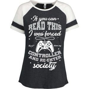 Funny Gamer Re-Enter Society  Enza Ladies Jersey Colorblock Tee