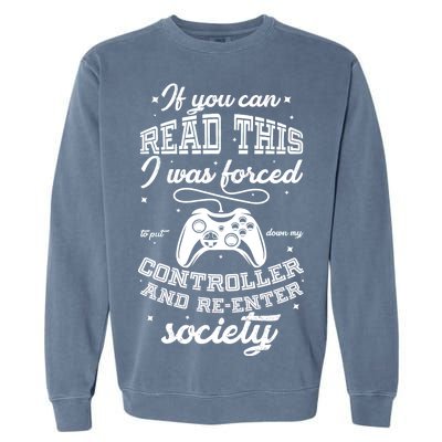 Funny Gamer Re-Enter Society  Garment-Dyed Sweatshirt