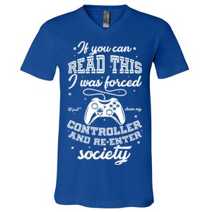 Funny Gamer Re-Enter Society  V-Neck T-Shirt