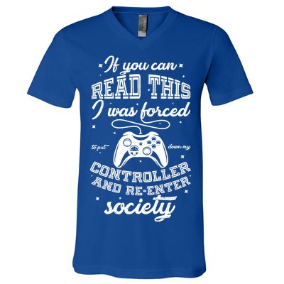 Funny Gamer Re-Enter Society  V-Neck T-Shirt