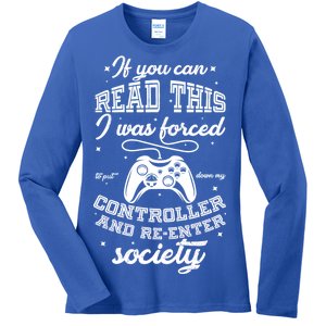 Funny Gamer Re-Enter Society  Ladies Long Sleeve Shirt