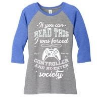 Funny Gamer Re-Enter Society  Women's Tri-Blend 3/4-Sleeve Raglan Shirt