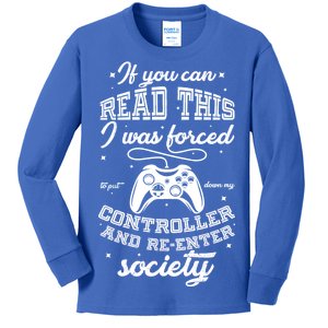 Funny Gamer Re-Enter Society  Kids Long Sleeve Shirt