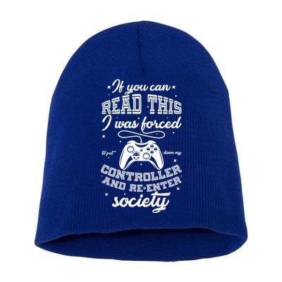 Funny Gamer Re-Enter Society  Short Acrylic Beanie