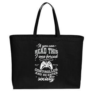 Funny Gamer Re-Enter Society  Cotton Canvas Jumbo Tote