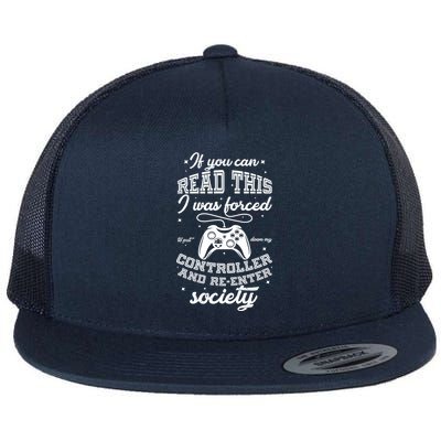 Funny Gamer Re-Enter Society  Flat Bill Trucker Hat