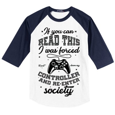 Funny Gamer Re-Enter Society  Baseball Sleeve Shirt