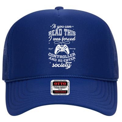 Funny Gamer Re-Enter Society  High Crown Mesh Back Trucker Hat