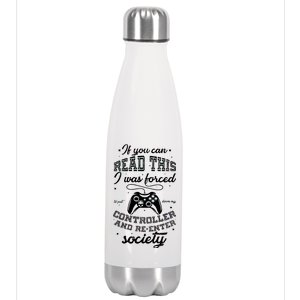 Funny Gamer Re-Enter Society  Stainless Steel Insulated Water Bottle