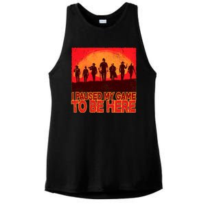 Funny Gaming Paused My Game To Be Here Ladies PosiCharge Tri-Blend Wicking Tank