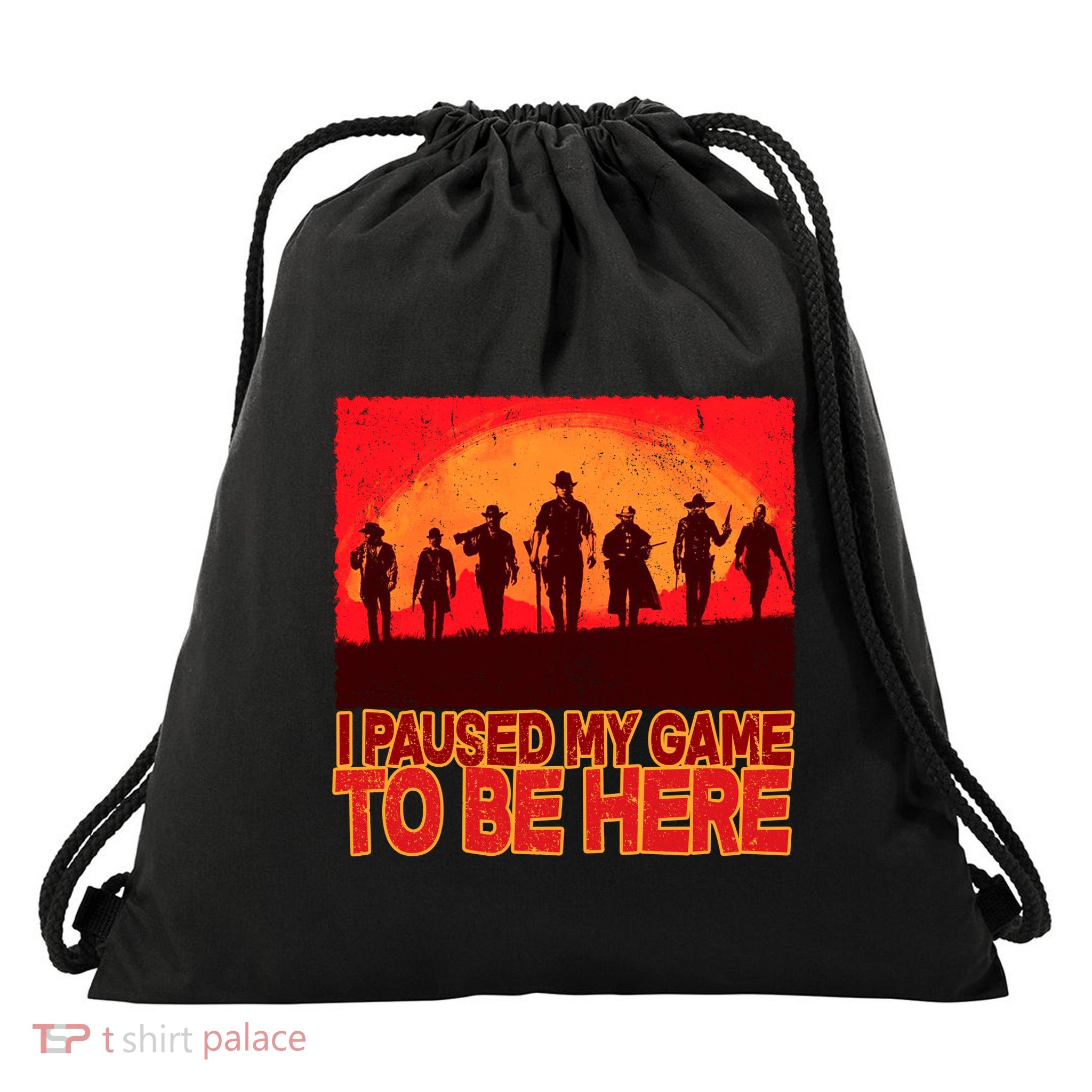 Funny Gaming Paused My Game To Be Here Drawstring Bag