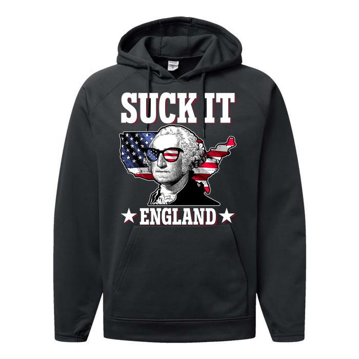 Funny George Washington Suck It England Performance Fleece Hoodie