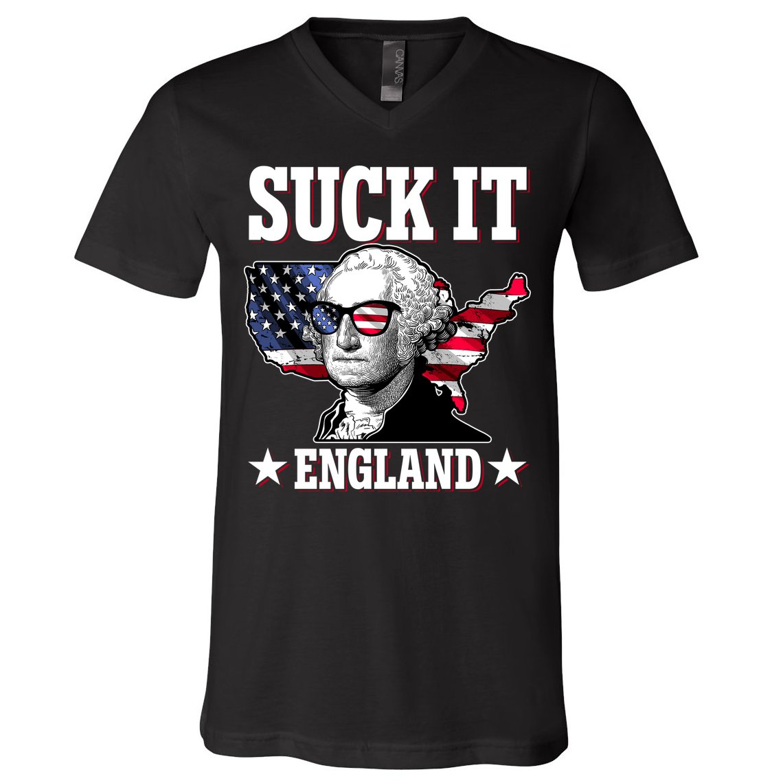 Funny George Washington Suck It England V-Neck T-Shirt