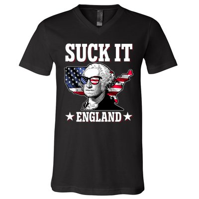 Funny George Washington Suck It England V-Neck T-Shirt