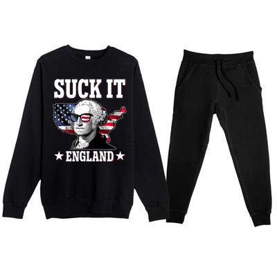 Funny George Washington Suck It England Premium Crewneck Sweatsuit Set