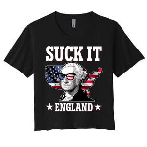 Funny George Washington Suck It England Women's Crop Top Tee