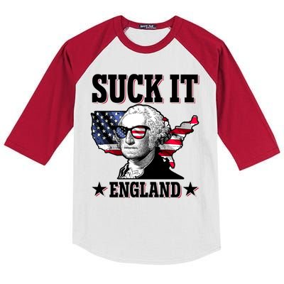 Funny George Washington Suck It England Kids Colorblock Raglan Jersey