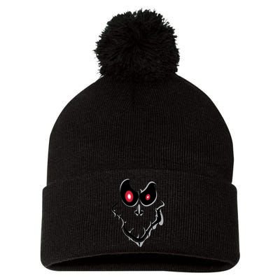 Funny Ghost Face Halloween Pom Pom 12in Knit Beanie