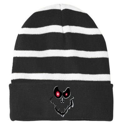 Funny Ghost Face Halloween Striped Beanie with Solid Band